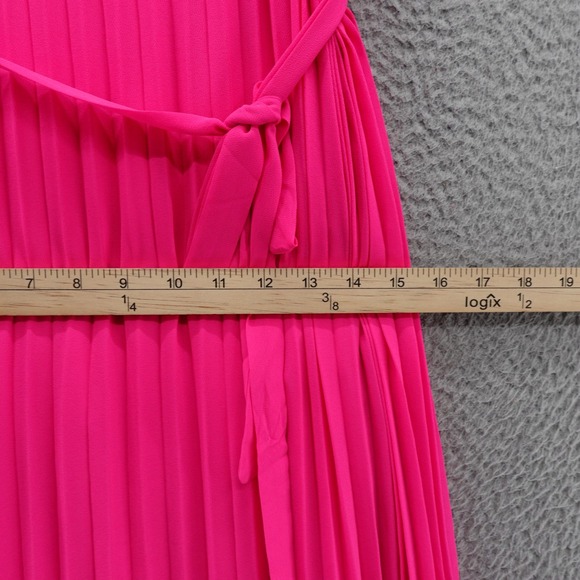 NWT Skies Are‎ Blue Pleated Colorblock Maxi Dress XS Hot Pink Red Womens Belted - Picture 8 of 15